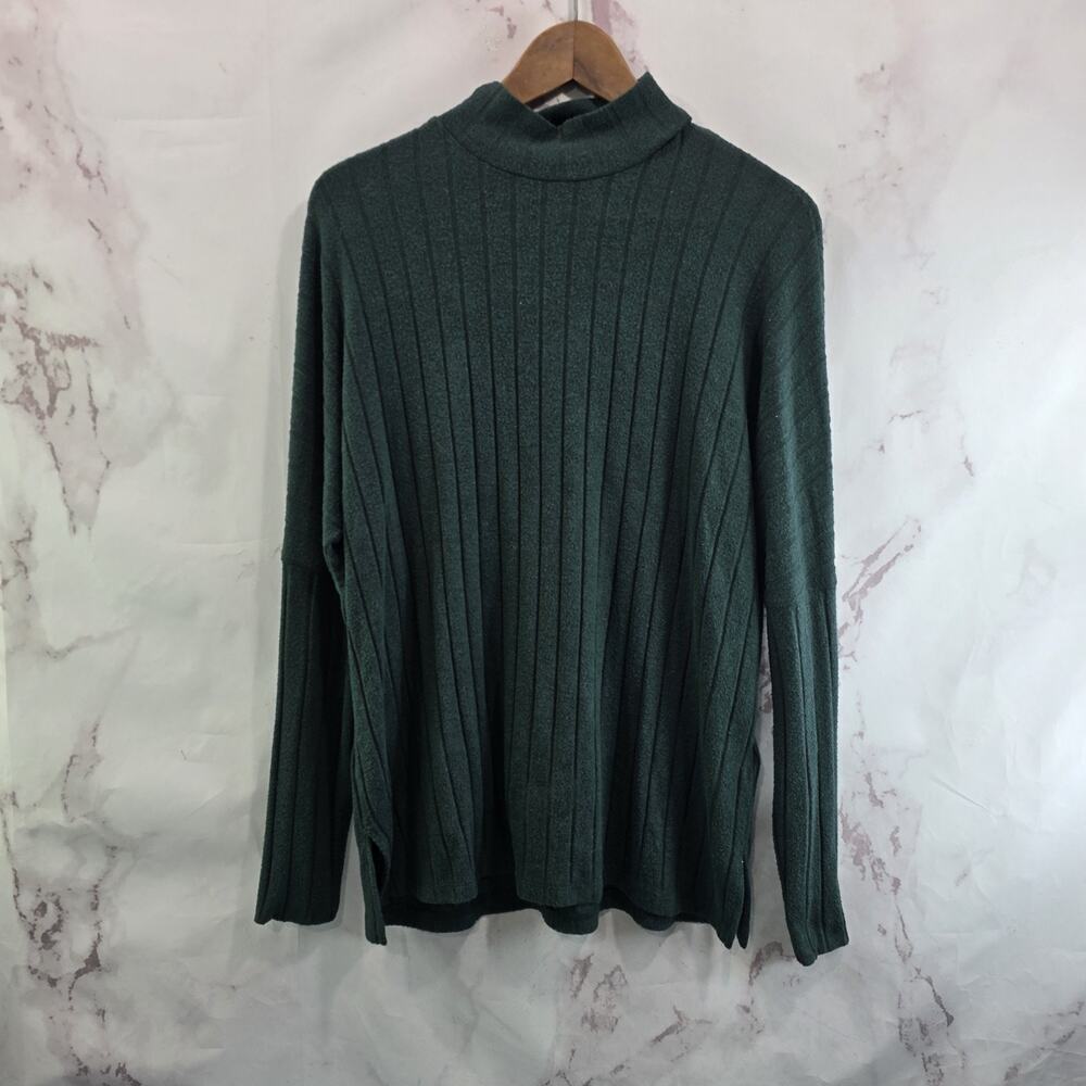 Eri Ali Shirt Womens Small Turtleneck Dark Forest Rib Hacci Plush Fiona
